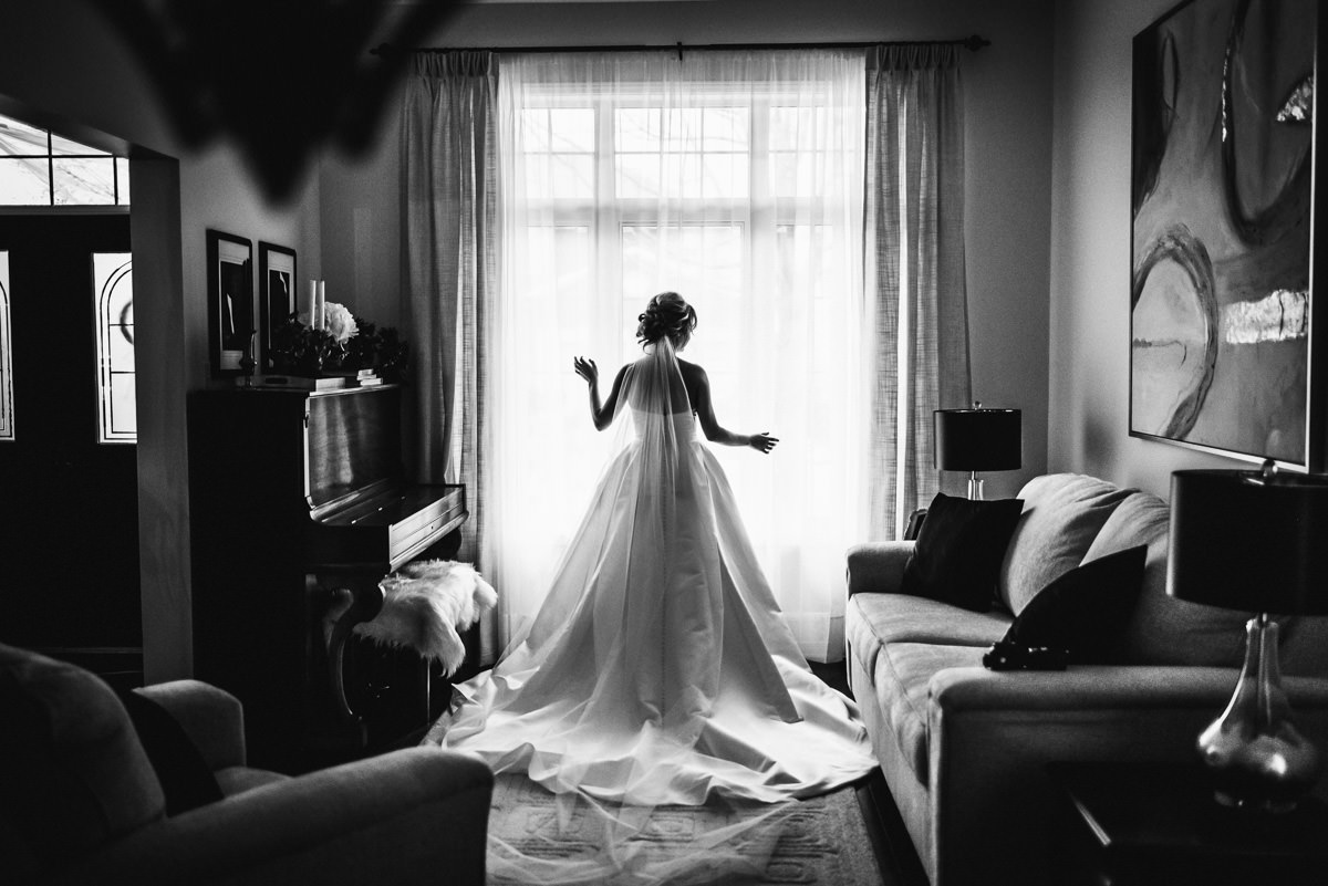 bridal portrait in window