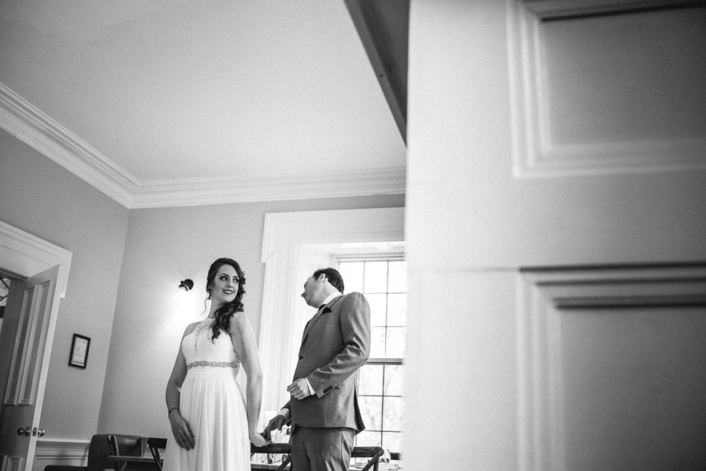 bride and groom first look