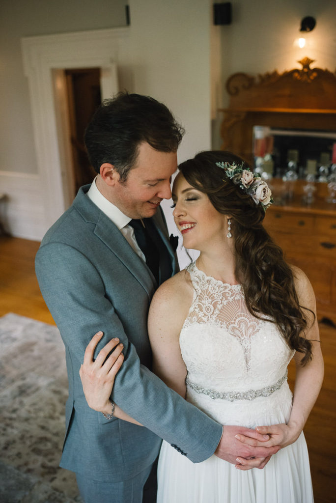 bride and groom getting ready
