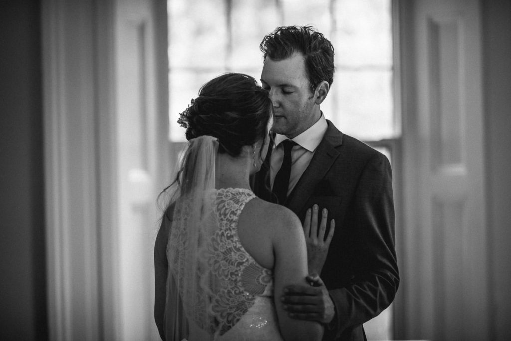 bride and groom getting ready