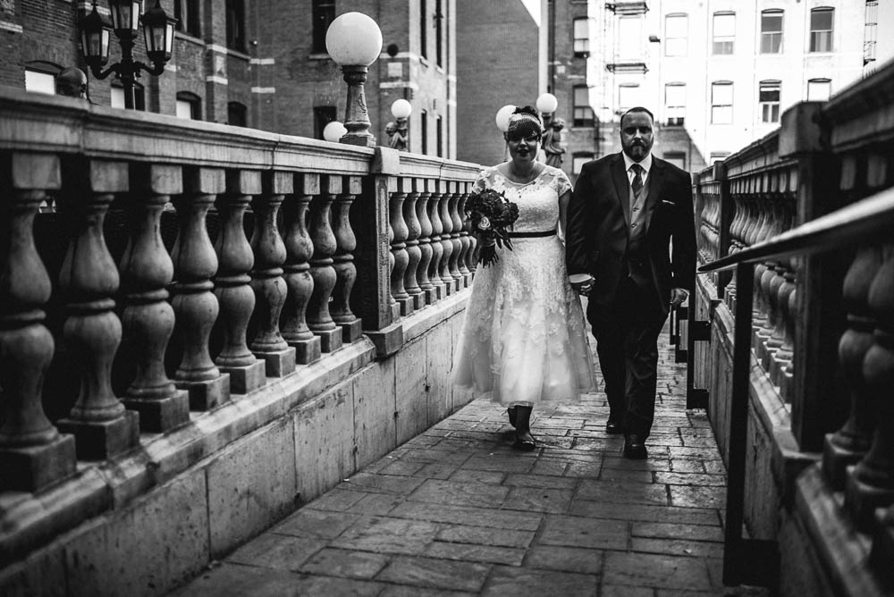 bride and groom walking