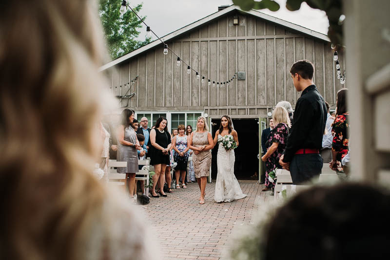 bride walking down aisle for wedding at strathmere