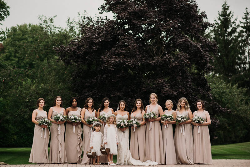 bridesmaids in field