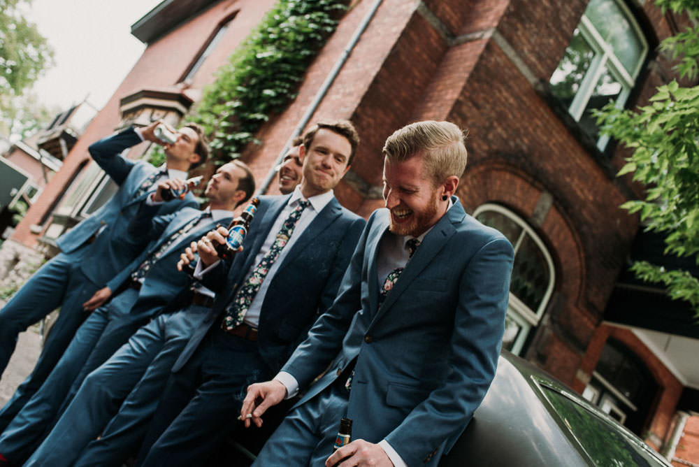 groomsmen laughing