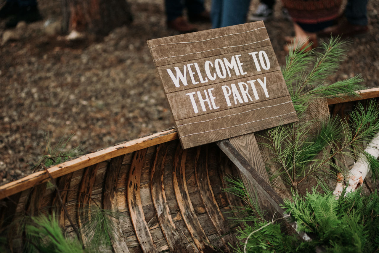 canoe wedding photo