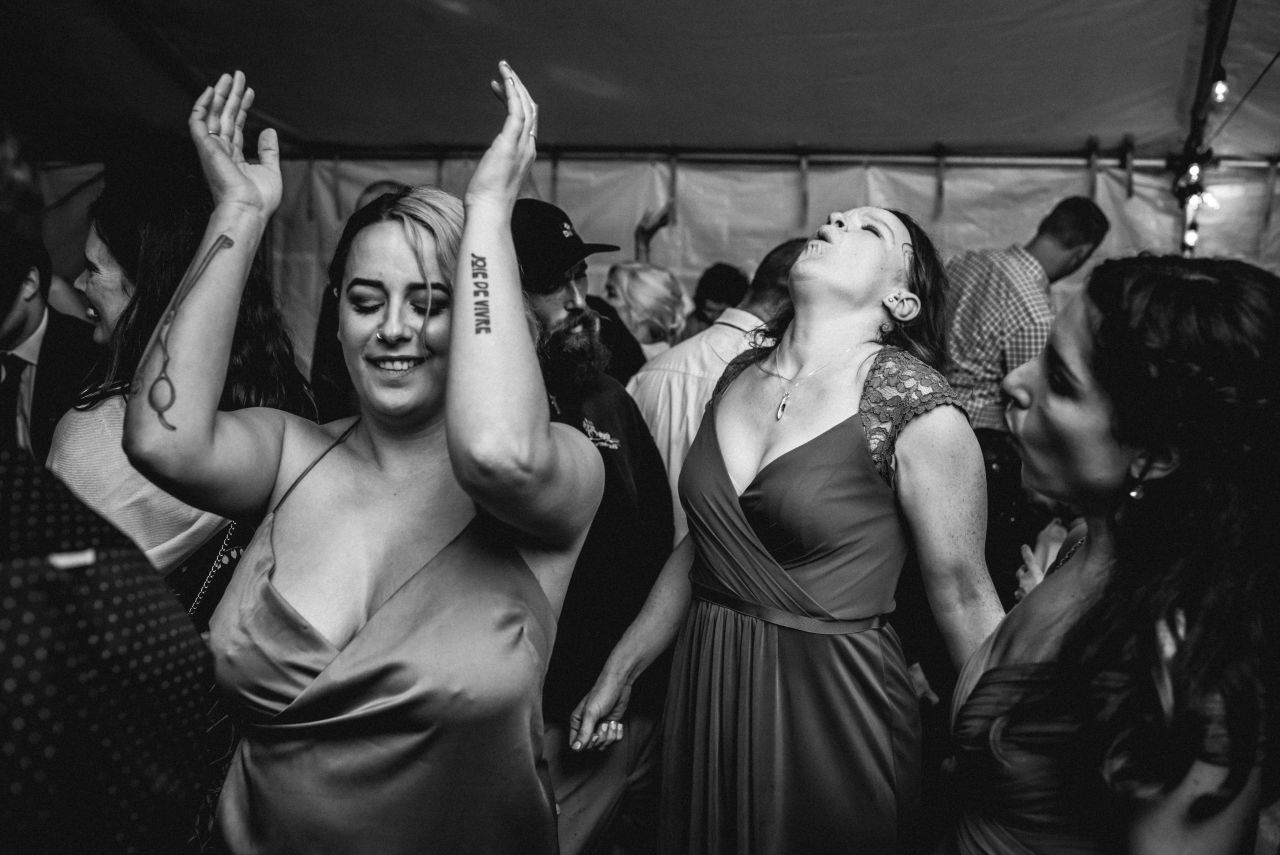 guests dancing in tent at wilderness tours
