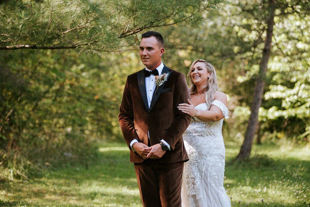 first look before wedding at tucker house