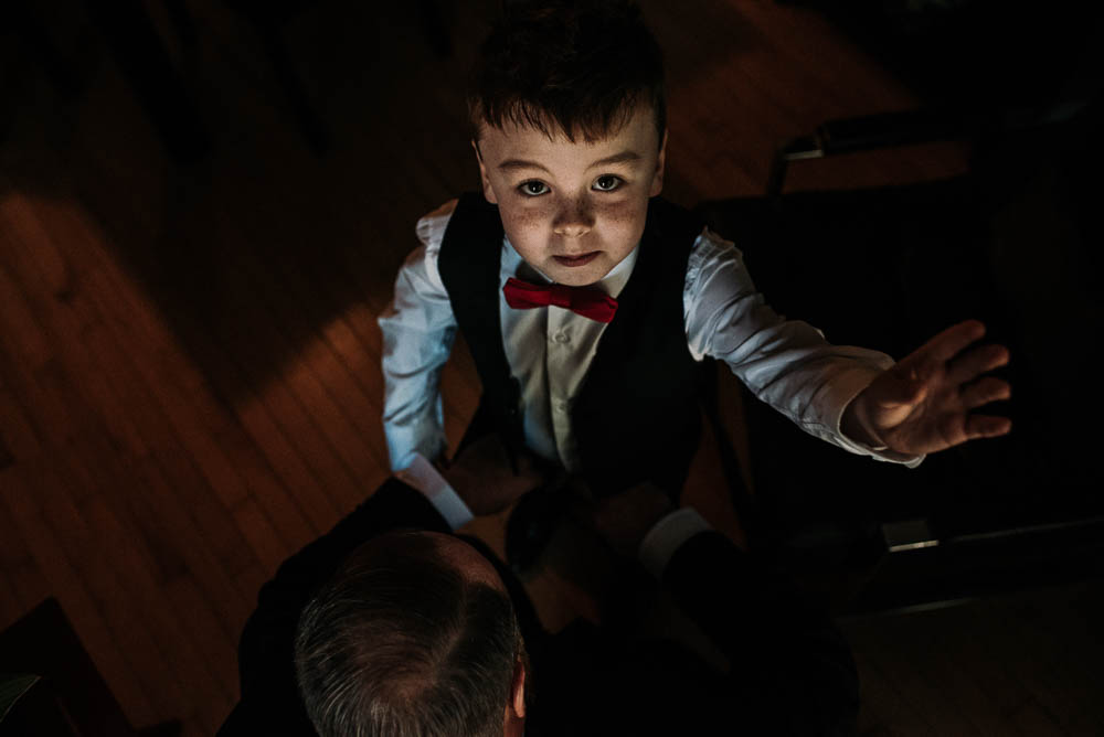 groom and son getting ready
