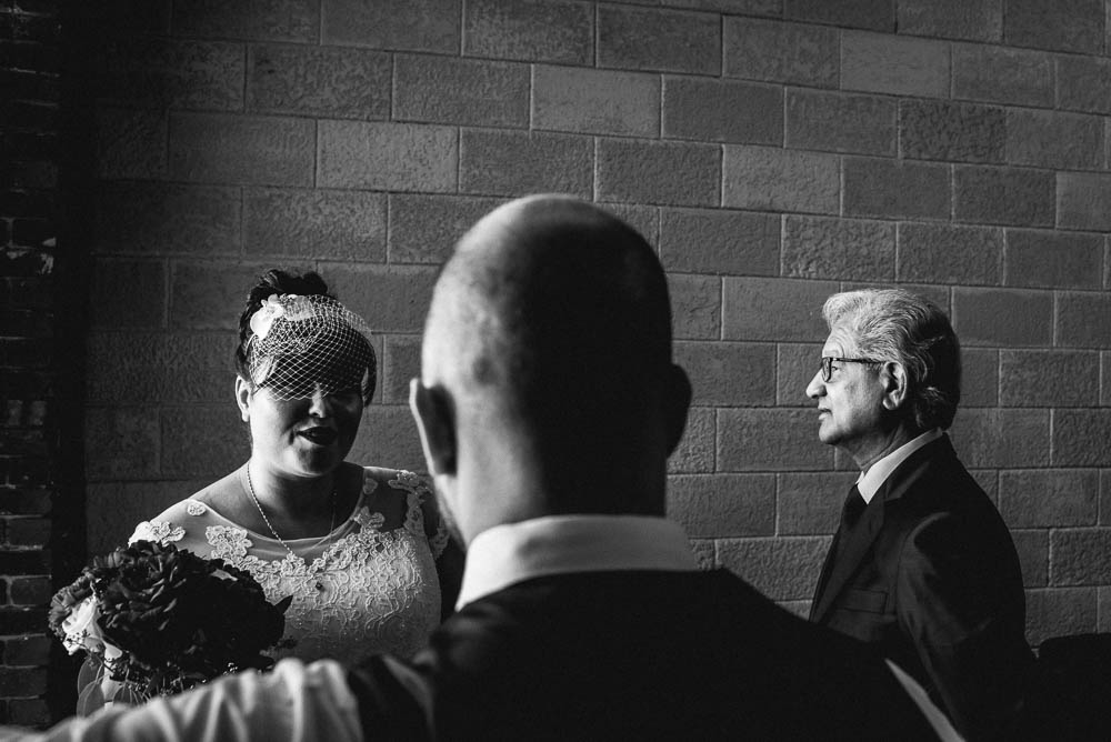 bride with brother and father