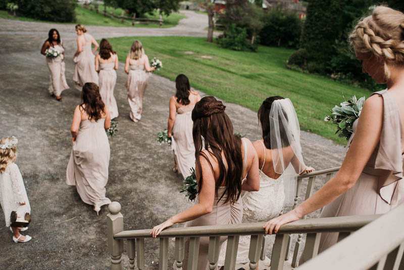bridal party walking to ceremony of wedding at strathmere