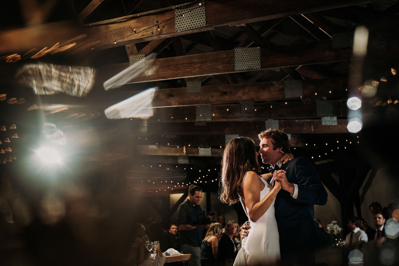 first dance in pavilion during wedding at wilderness tours