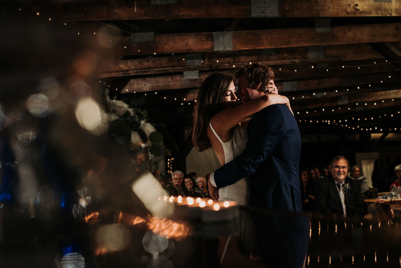 bride and groom first dance at wilderness tours pavilion