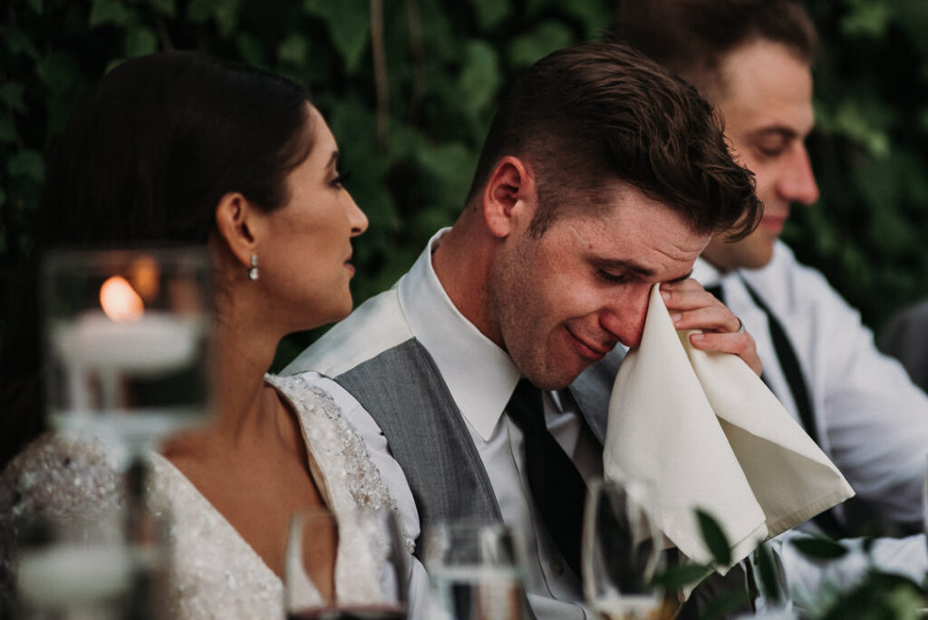 groom crying during speeches aquatopia wedding
