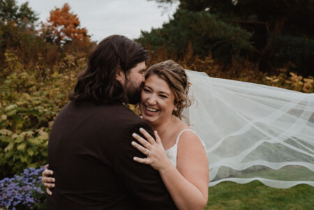 Bride and groom portrait at Lago photographed by Ottawa wedding photographer Joel & Jess